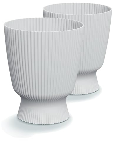 Tymar Maceta, macetero, pack de 2, forma redonda (DBMIS blanco, ø 22 cm)
