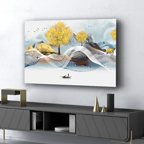 TV Covers Cloth 19-100Inch TV Dust Cover 65IN Indoor TV Display Protectors Dustproof And Sun Protection Cover Colorful Landscape Printing Art Decorative(Size:100IN(W222xH125CM),Color:C)