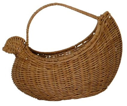 LOVIVER Egg Storage Basket Fruit Basket Rattan Chicken Hen Shaped Handmade Storage Gift Wicker Basket Hand Woven for Bread Vegetables