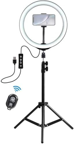 Rukk© Aro de Luz con Tripode | 10” 3 Modos con Control Remoto 10 Brillos Regulables| Anillo de Luz para Movil| Ring Light |TikTok, Maquillaje, Selfie, Streaming, Youtube, Twich Live