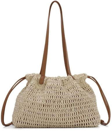 LHHMZ Bolso de Paja para Mujer, Bolso Tejido Grande, Casual bolsos de cordón, Bolsa de playa de verano