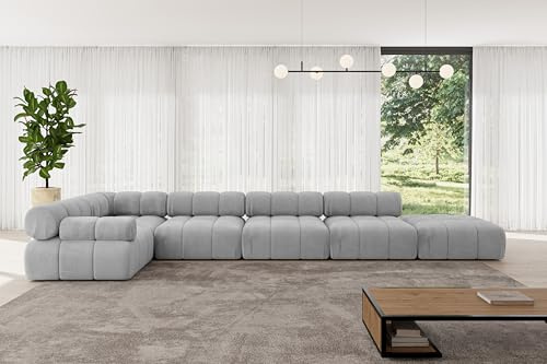 ALTDECOR Modulares Sofa Ecksofa in L-Form Corner modular Sofa Eckcouch Couch Wohnlandschaft Cauchsofa Polstersofa Felto-L3-475x190x70 cm Hellgrau