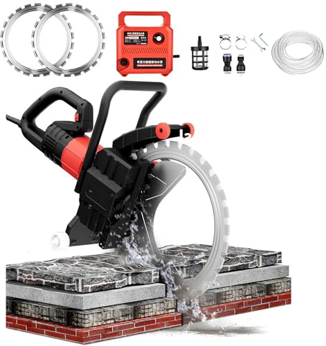 Lissontine Upgraded Toroidal Concrete Cutter Saw|9500w Pure Copper Motor|w/16 Diamond Blade & Water Pump|90° No Dead Angle Cutting|electric Groove Cutting Machine for Bridge/Renovation