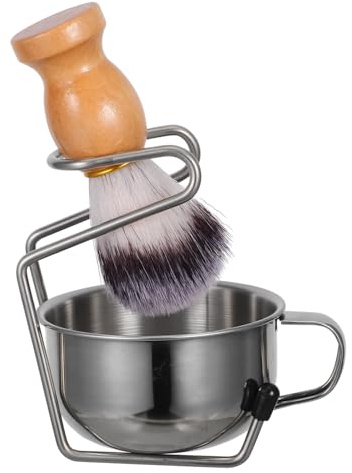 HONITANO Shaving Brush Set mit Ständer und Griffschale Bartpflege Kit für Herren Weicher Borstenpinsel Komplettset für Professionelle Rasur und Gesichtspflege