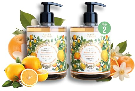 Panier des Sens – Provence Flüssigseife – Savon de Marseille – 97% natürliche Inhaltsstoffe – Sanfte Handseife mit Kokosöl – Nachfüllbar – 2x500ml