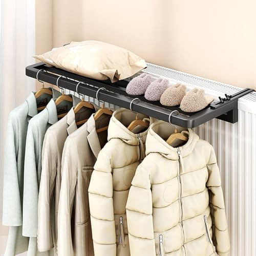 Porte-Serviettes Mural en Acier Au Carbone, étagère de Radiateur Moderne, Tablette Radiateur Sans Percer, Idéal for Salle de Bain, Balcon, Douche ou Terrasse.(40cm/15.7in)