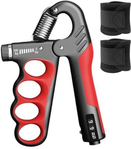 Handtrainer Griffkraft Trainer Set mit 2er Pack Handgelenkband,5-100kg Verstellbarer Fingertrainer Unterarmtrainer mit Zählfunktion für Muskelaufbau,Ergonomischer Grip Trainer Fitnessausrüstung Profi