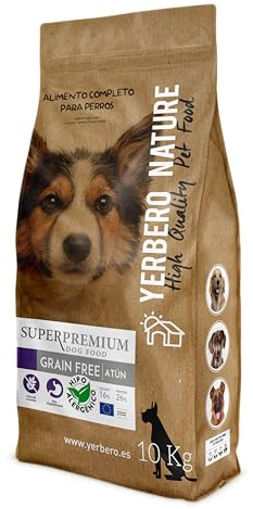 Yerbero Nature Hundefutter Grain Free Thunfisch und Lachs, 10 kg, hypoallergen, ohne Getreide, Thunfisch/Lachs, hohe Verdaulichkeit mit Probiotika, Vitaminen Mineralien Omega3