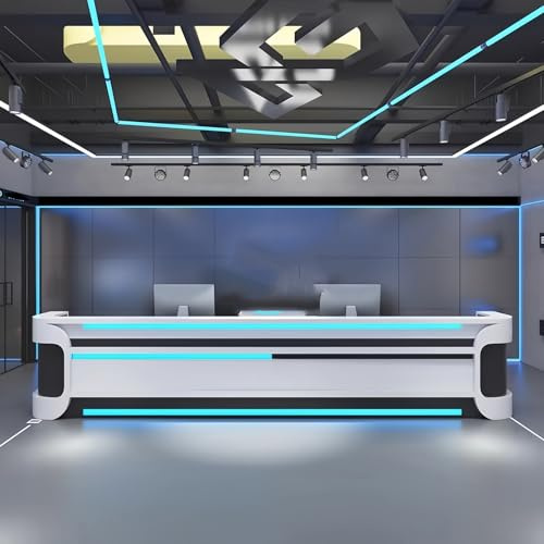 Empfangstresen, 173 cm (68 Zoll) LED-beleuchteter Empfangstresen, Lieferung in einem Stück, Keine Montage erforderlich, individuelles Logo für Salonlobby, Billardzimmer, Kasse