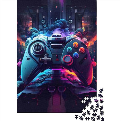 Futuristic Game Controller 1000 Piece Jigsaw Puzzle Paper Puzzle for Adults Neon Gaming Scene Jigsaw Puzzle for Family Relaxation Decor Gift 52x38cm/1000pcs