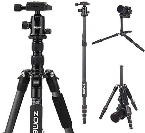 ZOMEI Carbon Fiber Q666C Tripod Heavy Duty Lightweight Travel with 360 Degree Ball Head Compact for Canon Sony, Nikon, Samsung, Panasonic, Olympus, Kodak, Fuji, Cameras and DSLR