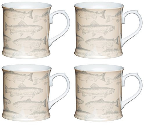 KitchenCraft Tazza in porcellana a forma di boccale, multicolore (set da 4), 12,9 x 9,3 x 9,3 cm