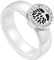 Flongo Herrenring Männer Damen Ring Daumenring, Edelstahl Keramik Porzellan Ring Bandring Siegelring Weiß Silber Baum des Lebens Tree of Life Glücklich Frauen Herren-Accessoires Größe 54