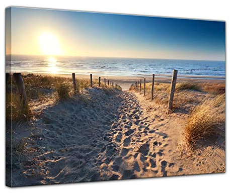 Wandbild - Weg zum Strand 70x50 cm einteilig quer - Leinwandbild Bild auf Leinwand - Strandbild Dünenbild