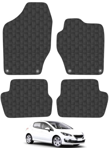 Peugeot 308 (2008-2014) 3mm Rubber Car Mats | Tailored Fit Durable Floor Mats Full Coverage Protection Waterproof Accessories Easy Clean Anti Slip Made in the UK