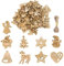 EKKONG 100 Stücke Kleine Anhänger Holz, Weihnachtsanhänger Holz, Christbaumanhänger Holz, Weihnachtsdeko Holz mit Hanfseil, DIY Basteln Holzanhänger für Weihnachtsbaumschmuck Weihnachtsdeko