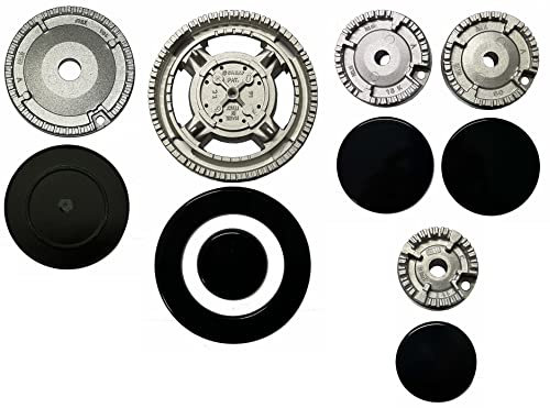 Foster - Kit 5 bruciatori Sabaf completi di piattelli spartifiamma 4 fuochi + tripla corona per cucina piano cottura 5 fuochi - Made in Italy - FO01