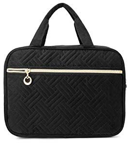 LOVEVOOK Kulturtasche Damen Gross, Wasserdichte Kulturbeutel zum Aufhängen, Faltbare Waschtasche Kosmetiktasche Groß mit 360°Drehbare Haken, Waschbeutel Makeup Bag Cosmetic Bag für Damen, Schwarz