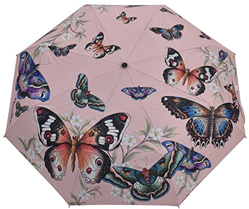 Anuschka Regenschirm - Duomatik zum Öffnen/Schließen - 97 cm - UPF 50+ - Wasserdichtes Obermaterial - Windresistent - Butterfly Melody