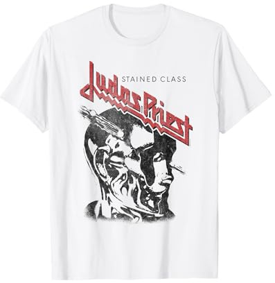 Judas Priest – Stained Class Black On White Maglietta
