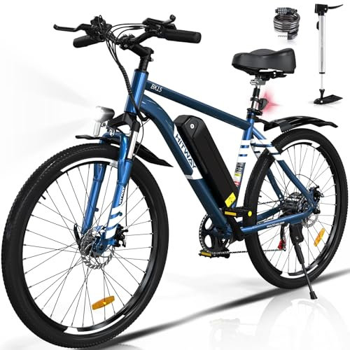 HITWAY Vélo Électrique, VTT Électrique avec Batterie au Lithium Amovible 36V12Ah/48V15Ah, Ville E-Bike avec 7 Vitesses, Moteur 250Wh, Autonomie 35-90km pour Adulte