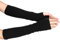 EODKSE 1 Paar Schwarze Damen-Winterhandschuhe: Fingerlose Armstulpen aus feinem Strick, Langer Handwärmer, warme Strickhandschuhe und Armwärmer in einem, Perfekt für kalte Tage,