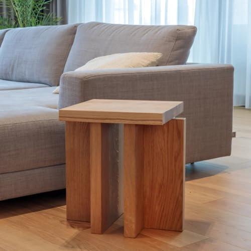 WOODIVE Hamilton Couchtisch aus Massivholz – Japandi Still - Bleached Oak, Loft-Stil, für Wohnzimmer, Schlafzimmer, Diele, elegant und einzigartig, 100% handgefertigt