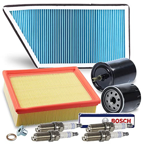 BESTPRICE Inspektionspaket Filterset mit 1x Ölfilter, 1x Luftfilter, 1x Innenraumfilter, 1x Kraftstofffilter, 4x Zündkerze Super FR8ME, Kompatibel mit PEUGEOT 206 (2D) (2A/C)(2E/K)