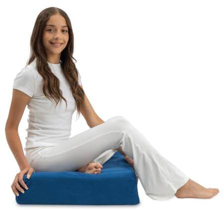 Milliard Memory Foam Floor Pillow, 22 Decorative Square Floor Cushion with Soft Washable Velour Ribbed Cover (Navy)