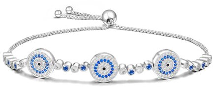BIZK Evil Eye Armband für Damen 925 Sterling Silber,Armbänder Verstellbar Armkette Muttertag Geburtstags Weihnachten Geschenk für mama