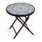 Nexos Trading Beistell-Tisch mit Glasplatte Gartentisch Terrassentisch Veranda-Tisch Balkontisch - Platte: Blau-Lila Gemustert– Gestell Schwarz – Ø 45 cm