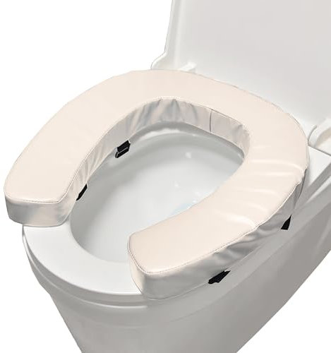 Soft Toilet Seat Cushion with 2-inch High-Density Foam Padded Toilet Cushion Toilet Seat Riser Waterproof PU Fabric-Suitable for Standard,Elongated Toilets(Beige)