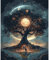 DAERLE Pintura por Números para Adultos, Árbol de fantasía, Kit de Pintura al óleo de Lienzo para con Pinceles, DIY Pintura por Números Para Decoración Del Hogar, Sin Marco 30x40 cm, Noche estrellada