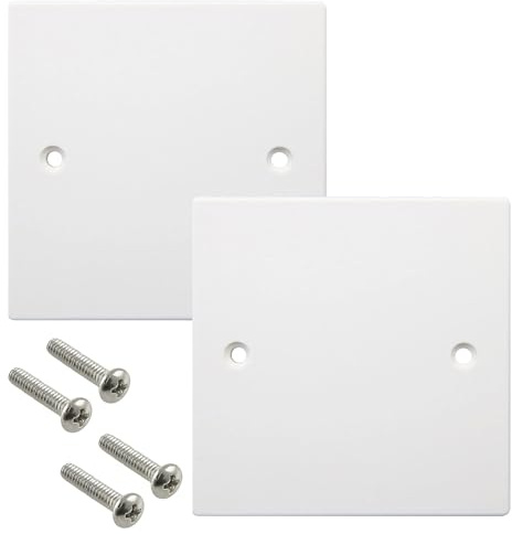 2pcs Single Blanking Plate Cover for Electrical Sockets, Standard White Cover Plate, with Screws (86mm x 86mm)