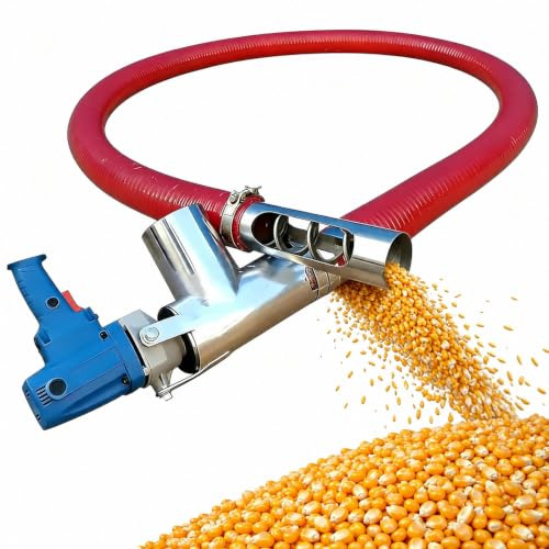 QINPI Tornillo Sinfín Eléctrico Portátil para Grano, 2000 W, Manguera Flexible De 1,5 M, 100–200 Kg/min, Transportador para Cereales, Pienso, Arena, Cemento Y Polvo