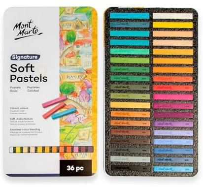 Mont Marte Pastellkreide Set – 36 Stück Pastellkreide – Pastellfarben – Ideale Softpastellkreide für bunte und ausdrucksstarke Malerei