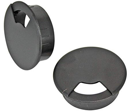HKB ® 2 Stück Kabeldurchlass, Kabeldurchführung für Schreibtische, Audioschränke, Fernsehschränke, ø = 70mm für Bohrung ø 60mm, Kunststoff schwarz, Qualität von Hersteller Hettich, Artikel-Nr. 9100061