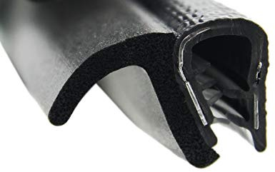 SMI-Dichtungsprofil DF11 für 1-3,5mm PVC mit Stahleinlage/EPDM Moosgummi selbstklemmend ohne Kleber - Kantenschutz mit Fahne seitlich Dichtung, Kantenschutzdichtprofil für Auto, Kofferraum (1 m)