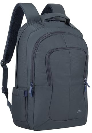 Rivacase 8460 ECO Bulker Laptop Rucksack 23L bis 17.3 Zoll - 31 x 46 x 18 cm – Geräumiges Handgepäck mit Trolley Befestigung – großer Notebook Backpack für Damen und Herren (Dunkelblau)
