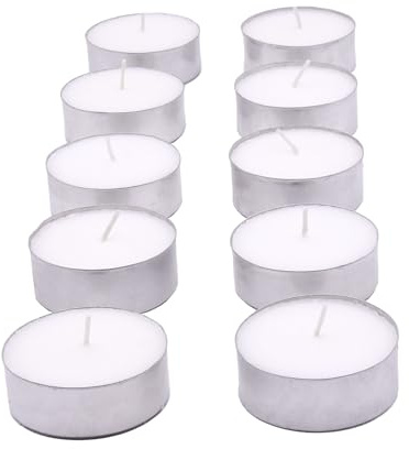 Glo-Wax Giant Tea Lights 10 Pack – Extra Large Unscented Long Burning Tealight Candles for Home & Outdoor Ambience, 10-Hour Maxi Candles – White Wax Set for Decor, Events & Relaxation