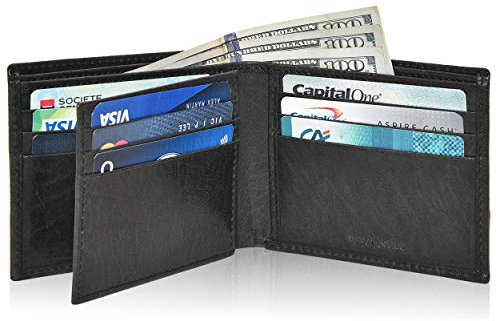NeoMonte Schwarze Lederbörse für Herren, minimalistisches Design, Fronttasche, RFID-börse