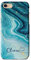 iCaseDesigner Personalised Marble Glitter Flowing Name with Heart Phone Case for Apple iPhone 7/8-6. Turquoise Sparkle Swirl Name