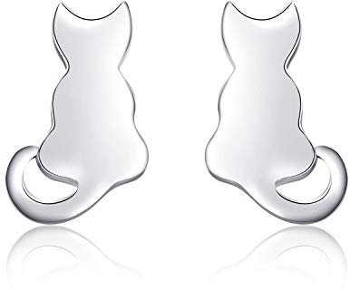 Katze Ohrringe 925 Sterling Silber Katzen Ohrstecker Mädchen Schmuck Geschenk für Damen