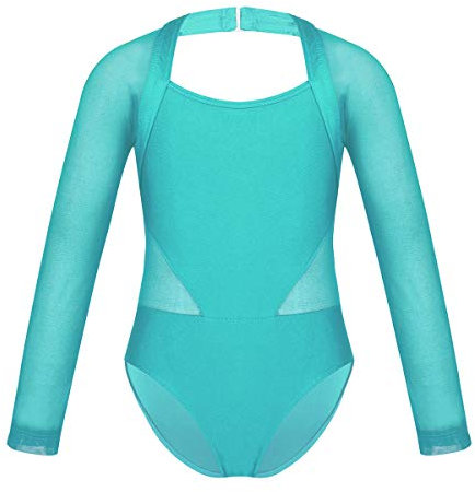 inhzoy Kinder Mädchen Ballettanzug Langarm Body Gymnastikanzug Turnanzug Ballett Trikot Leotard in Schwarz Blau Lila Rot Türkis 98-104/3-4 Jahre