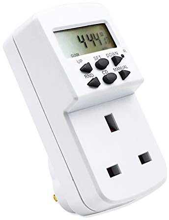 EXTRASTAR Electronic Digital Plug-in Timer, Programmable Timer Socket with LCD Display 24 Hours/7 Days, Energy Saving UK Plug - White