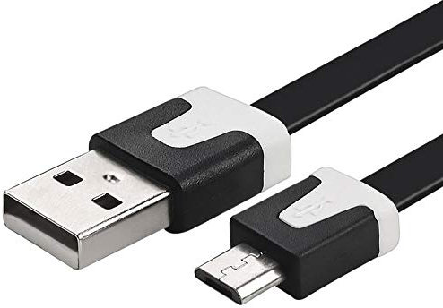Noodle Universal USB/Micro USB Charger Cable for Huawei P Smart 2019-1 m - Syncronisation Connector - Black
