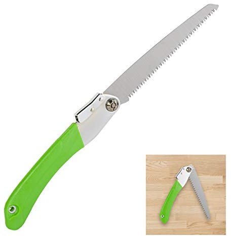 Relaxdays Astsäge, sicher klappbar, Gartensäge, Klappsäge klein, 21 cm Sägeblatt, mit Grobzahnung, Stahl, Silber/grün