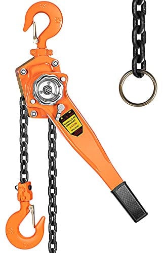 SPECSTAR Lever Chain Hoist 750kg Capacity 1.5m with 2 Heavy Duty Hooks Chain Come Along for Warehouse Building Automotive Machinery