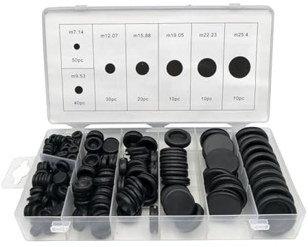 LATRAT 170 Stück Rubber Grommet Firewall Loch Stecker Set, Umfangreiche Gummistopfen Karosseriestopfen Verschlußstopfen Sortiment