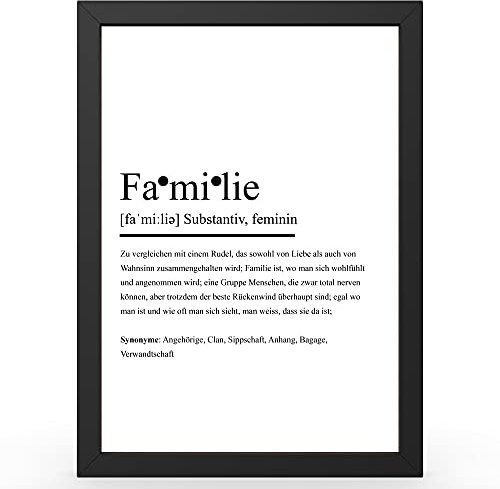 Urhome DIN A3 Kunstdruck Definition Familie ohne Rahmen - Worterklärung wie im Duden Lexikon als Wanddeko Spruch-Poster Deko Wandbild mit Spruch gerahmt für Wohnung Familie Geschenk